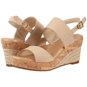 UGG Elena Horchata Leather Slingback Wedge Sandal 6.5 Neutral Capsule Beach